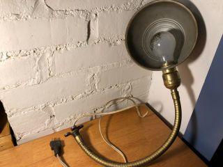 Vintage Industrial Bench Work Light Lamp Gooseneck Rare Wall Mount