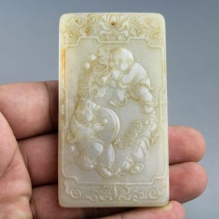 3.  1  China Old Jade Hand - Carved Chinese Ancient Baby Play Jade Pendant 0960