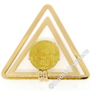 Vintage Bvlgari Bulgari 18k Gold Spanish Escudo Coin Large Triangle Money Clip