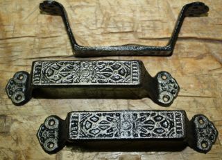 6 Large Cast Iron Antique Style Fancy Barn Handle Gate Pull Shed Door Handles 7
