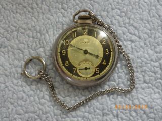 Vintage Jockey Pocket Watch Made E.  Ingraham