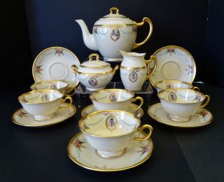 Antique Lenox Tea Set Made For Tiffany,  “virginian” Pattern,  Service For 6