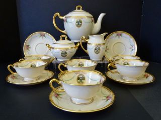 Antique Lenox Tea Set made for Tiffany,  “Virginian” Pattern,  Service for 6 2