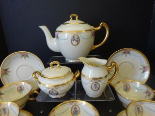 Antique Lenox Tea Set made for Tiffany,  “Virginian” Pattern,  Service for 6 3