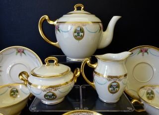 Antique Lenox Tea Set made for Tiffany,  “Virginian” Pattern,  Service for 6 4