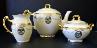 Antique Lenox Tea Set made for Tiffany,  “Virginian” Pattern,  Service for 6 5