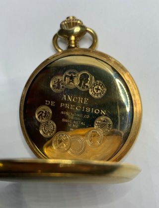 Rare ARNEX INCABLOC Gold Pocket Watch 15 Jewels 5