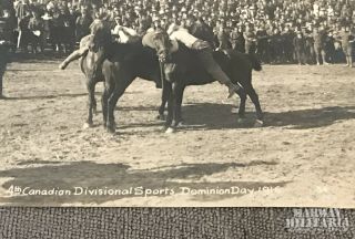 Postcard 4th Cdn Division Sports DOMINION DAY 1916 Wrestling on Horses (17590) 3