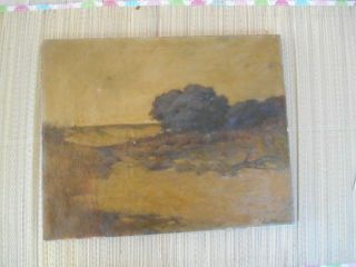 Antique 19c OIL on CANVAS LANDSCAPE PAINTING Signed A Jouhin 20 x 16 6