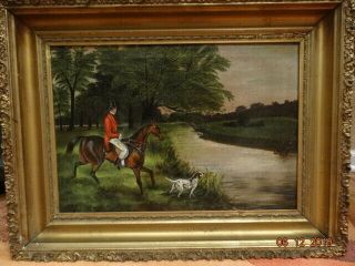 Antique Oil Painting Oil Painting Fox Hunting