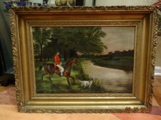 Antique oil painting oil painting Fox hunting 4