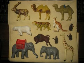 1950s Taylor & Barrett England 13 Zoo Animal Vintage Plastic Play Set Figures