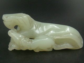 Antique Chinese Nephrite Celadon - Hetian - - Jade Double - Horse Statues/pendant