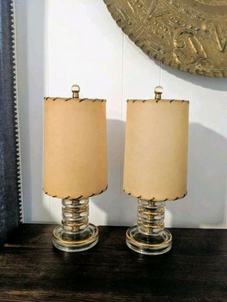 Small Mid - Century Modern Berger Glass Table Lamps
