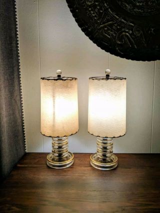 small mid - century modern Berger glass table lamps 2