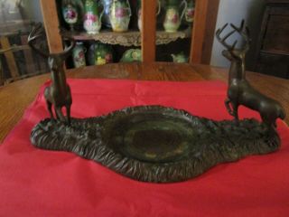 Vintage Deer Stag Brass Bronze Figurine Pin Tray Holder Desk Dresser Ashtray