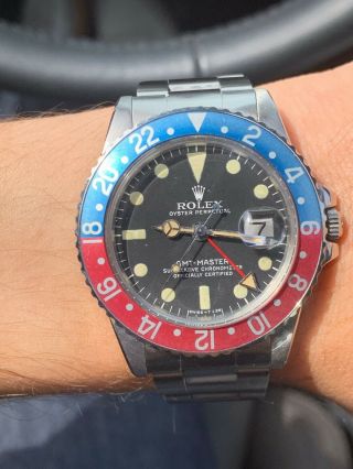 Vintage Rolex Gmt Master 1675 Pepsi Mkiv Dial,  Beautifully Faded Insert