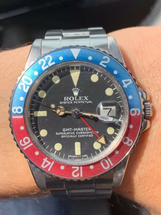 Vintage Rolex GMT MASTER 1675 Pepsi MKIV Dial,  beautifully faded insert 6