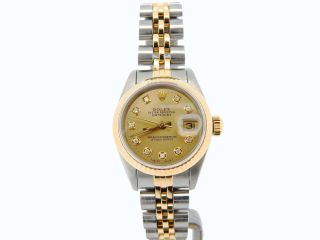 Rolex Datejust Lady 2Tone 18K Gold Stainless Steel Watch Champagne Diamond 69173 2