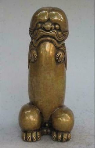 Asian Chinese Old Bronze Carved Penis God Collect Statue Figure Ornament