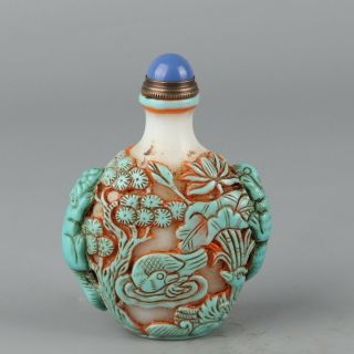 Chinese Exquisite Handmade Plants And Animals Glass Snuff Bottle