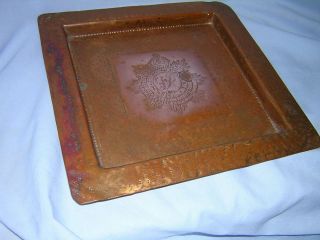 Antique Order Of The Garter " Honi Soit Qui Mal Y Pense " Trench Art Copper Tray