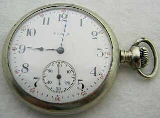Antique 16s Elgin Grade 290 7j Nickel Pocket Watch