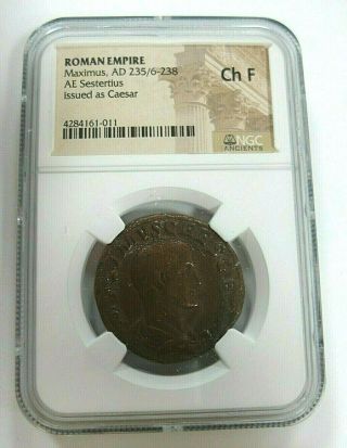 Maximus 235/6 - 238 Ae Sestertius Ancient Roman Coin Maximus Issued As Caesar Ch F