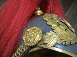 Miniature British Royal Household Guards Officers Pattern helmet Red Plumes 9