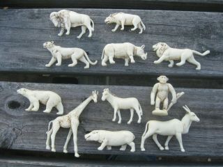 11 Fontanini Italy Zoo Animal Vintage Plastic Play Set Figures