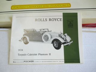 Vintage Pocher K75 Rolls Royce Torpedo Cabriolet Phantom II 1934 Kit 1/8 4