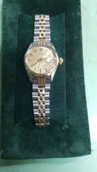 Vintage Rolex Oyster Perpetual Date Wrist Watch Ladies 6517 Yellow Gold Ss