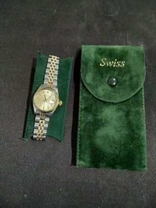 VINTAGE ROLEX OYSTER PERPETUAL DATE WRIST WATCH LADIES 6517 YELLOW GOLD SS 8