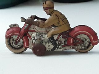 Antique Tin Toy - Motorcycle - Made In Germany Foreign - Size : 3 Inch Long.