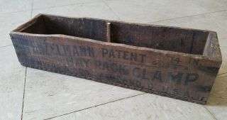 Antique Wenzelmann Hay Rack Clamp Wooden Box F.  E.  Myers & Bro.  Ashland Ohio Vtg