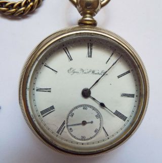 Antique Elgin National Watch Company Key Wind W/ Fob & Key Chain 1884