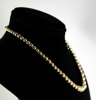 Antique Edwardian 14k Gold Bead On Chain Necklace,  16 " Long,  4mm - 10mm Beads