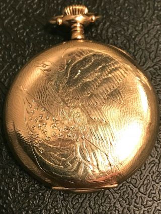 12s G.  F.  Eagle Pocket Watch Case Back Hinged A Beauty Very Rare Eagle Depiction