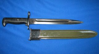 Wwii Era Us Army M1 Garand Bayonet W/m7 Scabbard - Marked U.  C.  Utica