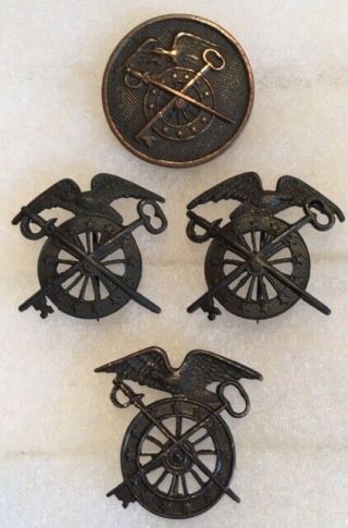 Span Am.  - Wwii,  4 Brass U.  S.  Army Quartermaster Button & Pins,  Bannermanns