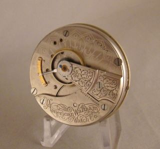 Pocket Watch Movement And Dial Waltham 7 Jewels Open Face Size 18s