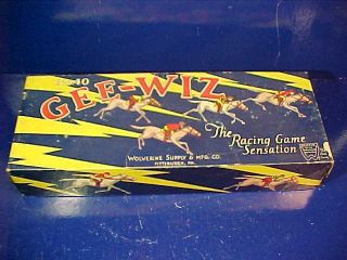 1930s Wolverine Tin Litho Gee Whiz No 40 Horse Race Game W Orig Box