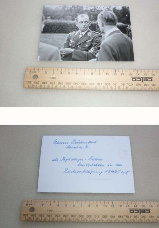 Wwii German Luftwaffe Air Force Ace Hans Trubenbach Hand Signed Photo