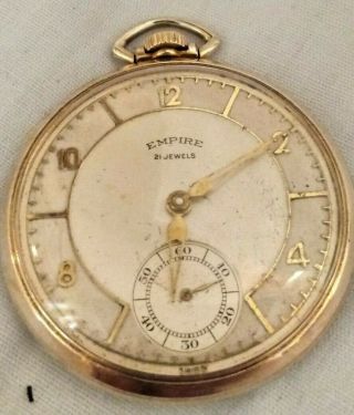 Rare Antique Empire 21 Jewels Rolled Gold Railroad Pocket Watch