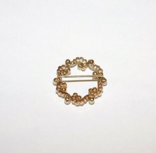 Antique 14K Gold,  Mine Cut Diamond,  and Pearl Brooch Pin 2
