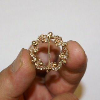 Antique 14K Gold,  Mine Cut Diamond,  and Pearl Brooch Pin 3