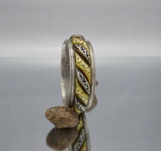 Sterling Silver And 18k Yellow Gold Cuff Bracelet (143.  9 Grams)