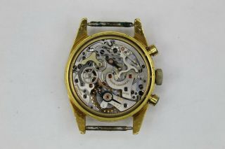 Vintage Heuer Carrera Chronograph Wristwatch Solid 18kt Gold Valjoux 72 7