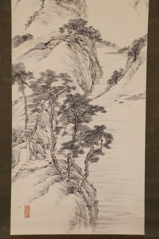JAPANESE HANGING SCROLL ART Painting Sansui Landscape Asian antique E7583 4