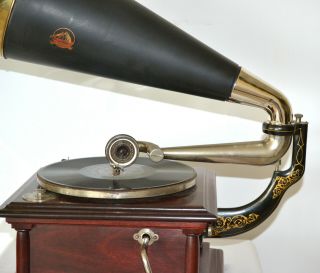 ANTIQUE VICTOR IV PHONOGRAPH WITH HORN,  BONUS - WE SHIP WORLDWIDE 4